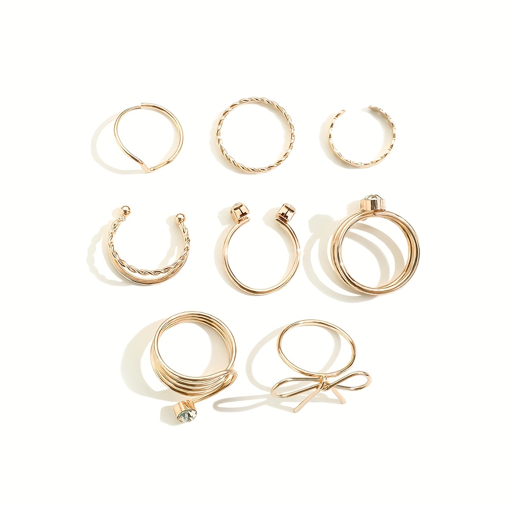 8pcs Iron Ring Rhinestone Circle Set
